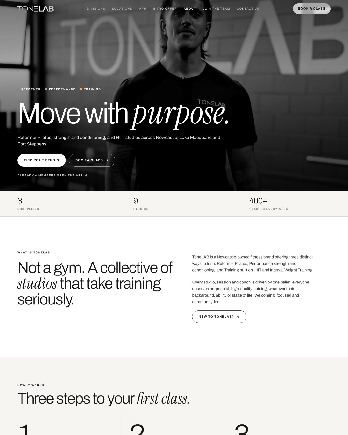 ToneLAB homepage on desktop